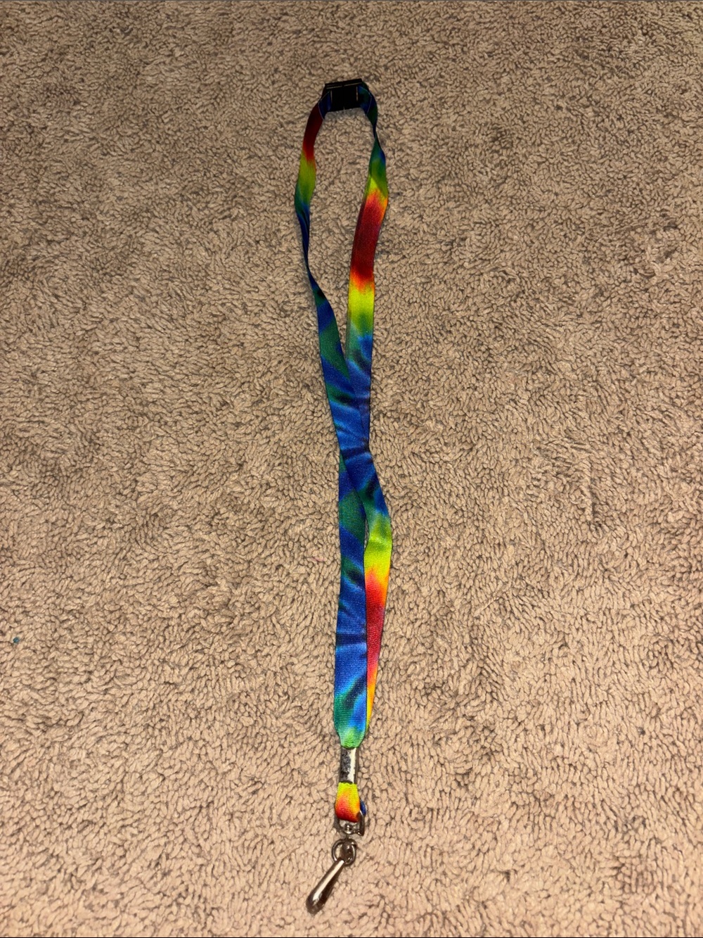 Source Unknown Rainbow Tie-Dye Lanyard with Silver Clip